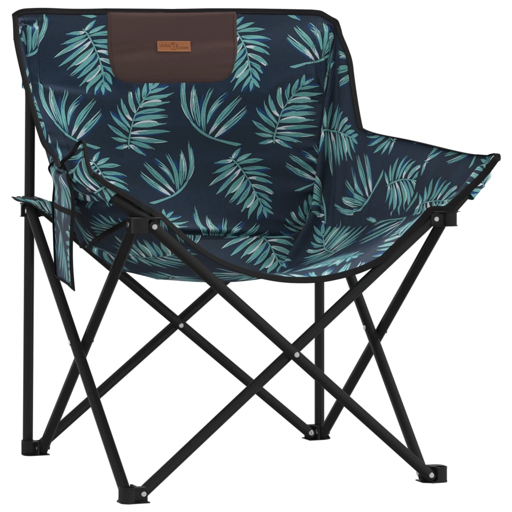 Camping Chairs with Pocket Foldable 2 pcs Leave Print